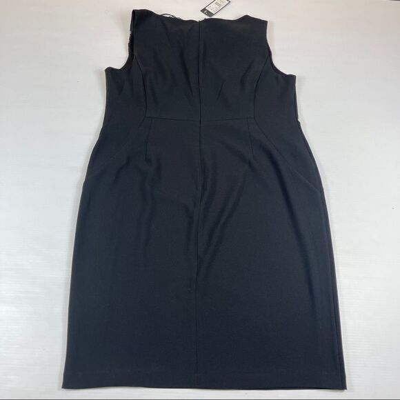 NWT London Times Dress Lace Cowl Neck Cocktail Midi Women's Black Size14W - Picture 2 of 12